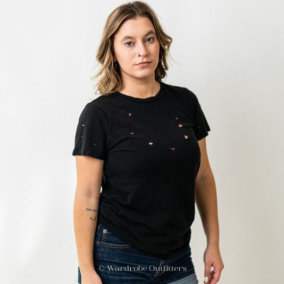 Lulus Distressed Acid Thrashed Black Tee - Picture 3 of 8